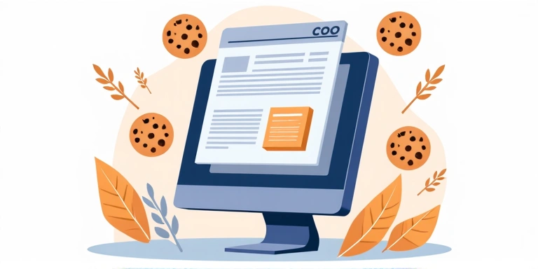 Illustration of cookies on a website