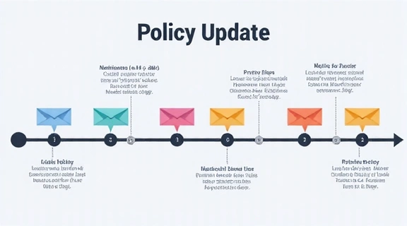 Timeline of policy updates with notification icons