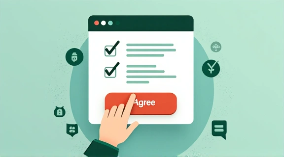 Visual representation of accepting terms online